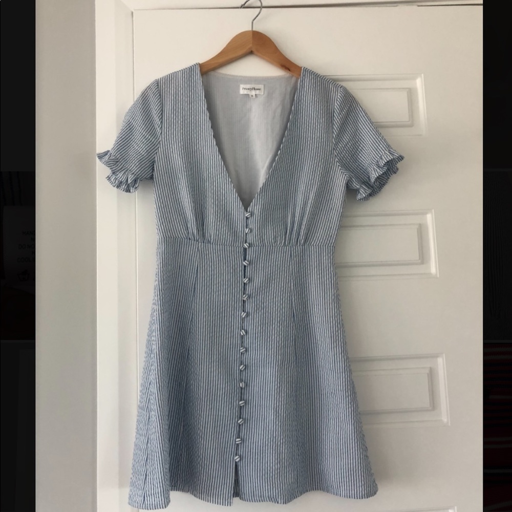 Privacy Please white & blue striped cotton dress